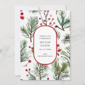 Pine and Berries Rustic Holiday Greetings Card (Vorderseite)