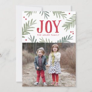 Pine and Berry Joy Holiday Foto Card Feiertagskarte