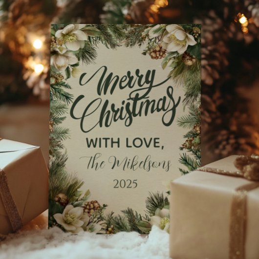 Pine and Berry Winter Holiday Feiertagskarte