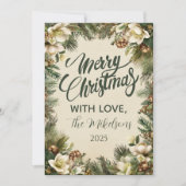 Pine and Berry Winter Holiday Feiertagskarte (Vorderseite)