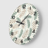 Pine and Cedar Evergreen Branches Pattern Große Wanduhr (Winkel)