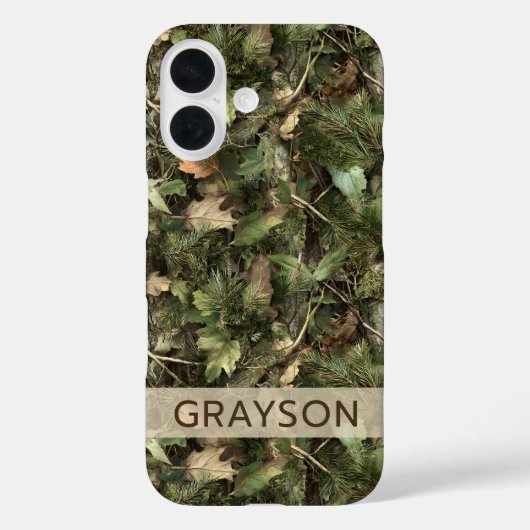 Pine and Leaves Camouflage Personalized Case-Mate iPhone Hülle (Rückseite)