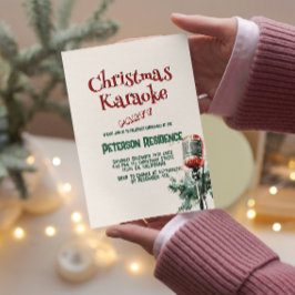 Pine and Microphone Christmas Karaoke Party Einladung