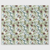 Pine and Pine Cones Muster Weihnachten Geschenkpapier (Flach)