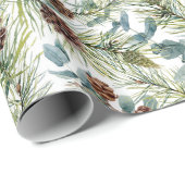 Pine and Pine Cones Muster Weihnachten Geschenkpapier (Rolleneckpunkt)