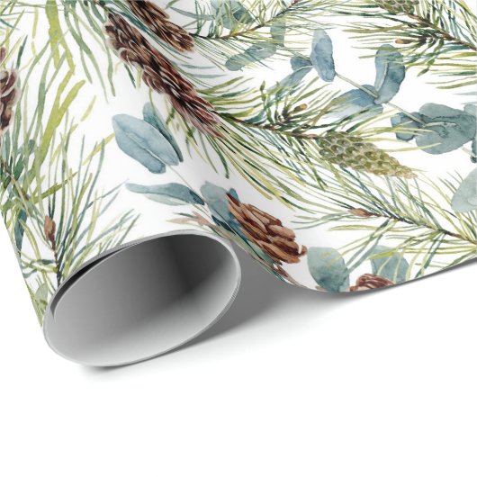 Pine and Pine Cones Muster Weihnachten Geschenkpapier (Rolleneckpunkt)