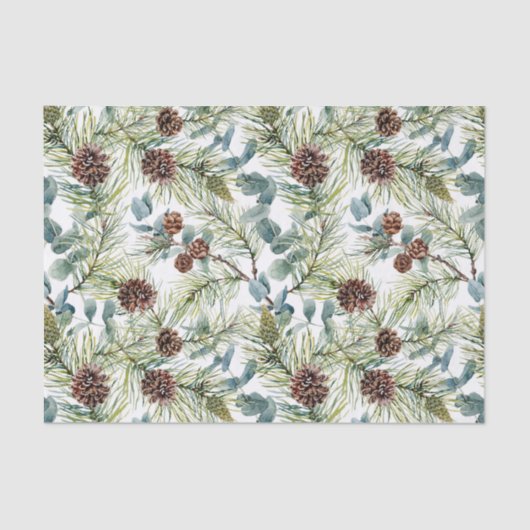 Pine and Pine Cones Muster Weihnachten Seidenpapier (Vorderseite)