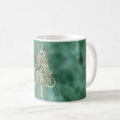 Pine Aquamarin Green Gold Weihnachten Kaffeetasse (VorderseiteRechts)