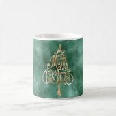 Pine Aquamarin Green Gold Weihnachten Kaffeetasse (Mittel)