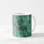 Pine Aquamarin Green Silver Weihnachten Kaffeetasse (VorderseiteRechts)
