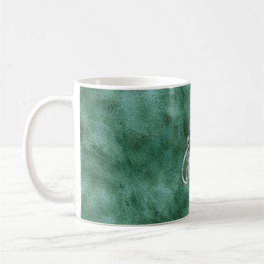 Pine Aquamarin Green Silver Weihnachten Kaffeetasse (Links)