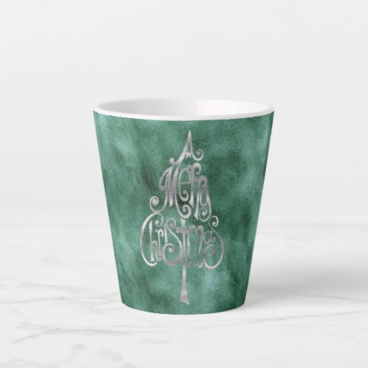 Pine Aquamarin Green Silver Weihnachten Milchtasse (Vorderseite)