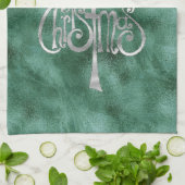 Pine Aquamarin Green Silver Weihnachtsbaum Geschirrtuch (Gefaltet)