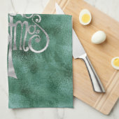 Pine Aquamarin Green Silver Weihnachtsbaum Geschirrtuch (Viertel Falte)