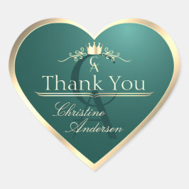 Pine Aquamarin mit Goldrahmen und Monogramm Vielen Herz-Aufkleber