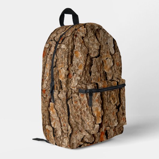 Pine Bark Texture Bedruckter Rucksack (Rückseitige Ecke links)