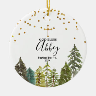 Pine Baum Weihnachtsfeier Gott segne Ornament