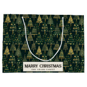 Pine Bäume und Sterne Grüne Gewohnheit Frohe Weihn Große Geschenktüte (Rückseite)