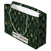Pine Bäume und Sterne Grüne Gewohnheit Frohe Weihn Große Geschenktüte (Rückseite Schrägansicht)