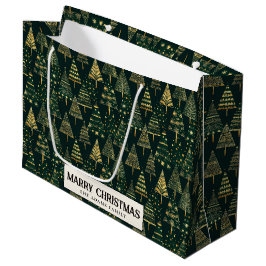 Pine Bäume und Sterne Grüne Gewohnheit Frohe Weihn Große Geschenktüte
