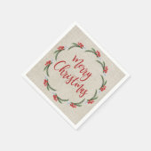 Pine Berries Blume Frohe Weihnachtszeitung Serviette (Ecke)