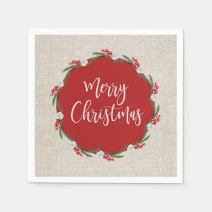 Pine Berries Blume Frohe Weihnachtszeitung Serviette