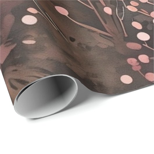 Pine & Berries Soft Pinks aus Holz Geschenkpapier (Rolleneckpunkt)