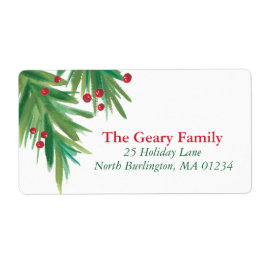 Pine & Berries Wasserfarbe | Weihnachtsanschrift 2