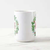 Pine Berries Wreath Monogram Weihnachtskaffee Tass Kaffeetasse (Mittel)