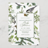 Pine Blätter Vogelbrause Einladung (Vorne/Hinten)