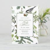 Pine Blätter Vogelbrause Einladung (Stehend Vorderseite)