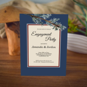 Pine Blue Winter Engagement Party Invitation Einladung