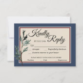 Pine Blue Winter Wedding Eye RSVP Karte (Vorderseite)