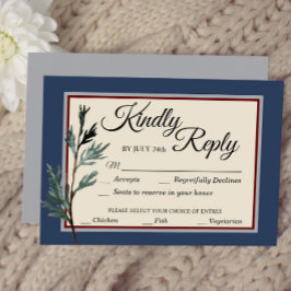 Pine Blue Winter Wedding Eye RSVP Karte