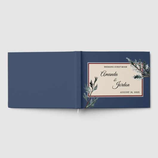 Pine Blue Winter Wedding Guest Book Gästebuch (Voll)