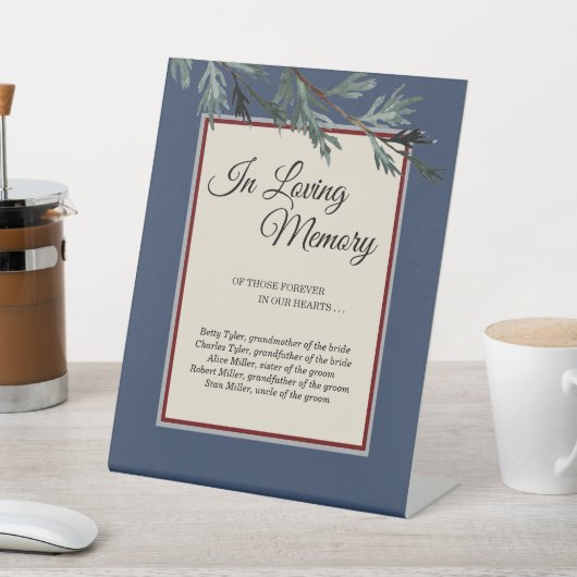 Pine Blue Winter Wedding in Love Memory Sockelschild (In SItu)