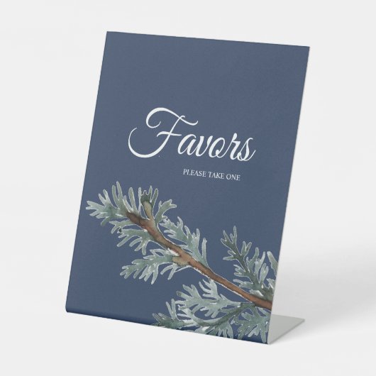 Pine Blue Winter Wedding Lieblings Pedestal Schild (Vorderseite)