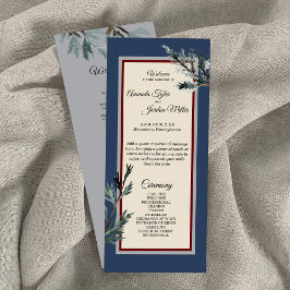 Pine Blue Winter Wedding Program Programm