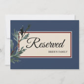 Pine Blue Winter Wedding Reserviertes Zeichen (Vorderseite)