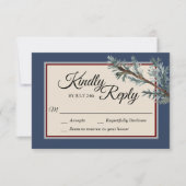 Pine Blue Winter Wedding Response Card RSVP Karte (Vorderseite)