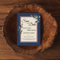 Pine Blue Winter Wedding Save the Date