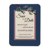 Pine Blue Winter Wedding Save the Date Magnet (Vertikal)
