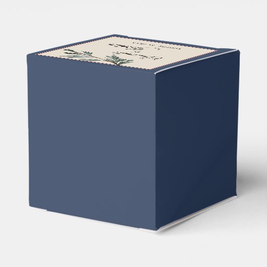 Pine Blue Winter Wedding Square Gefallen Box Geschenkschachtel (Rückseite)