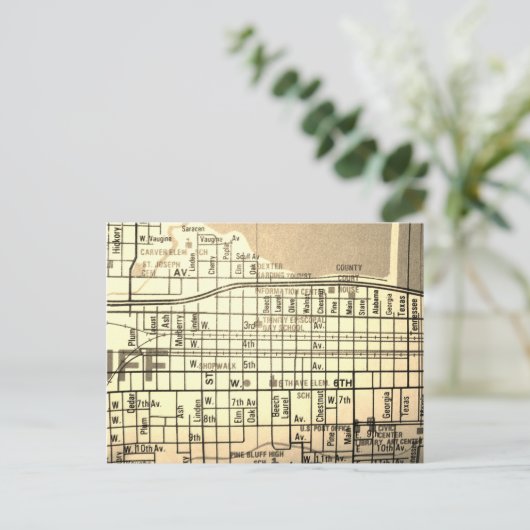 Pine Bluff, AR Vintag Map Postkarte (Stehend Vorderseite)