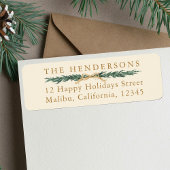 Pine Border Gold & Green Christmas Rücksendeadress