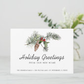 Pine Bough Christmas Berries Holiday Moving Ankündigung (Stehend Vorderseite)