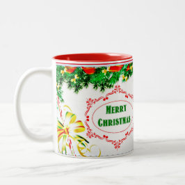 Pine Bough Frohe Weihnachten Zweifarbige Tasse
