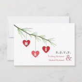 Pine Bough & Hearts Valentine's Wedding R.S.V.P. Einladung (Vorderseite)