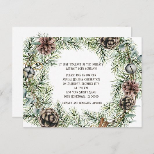 Pine Bough Kraut Pine Cones Bells String Cinnamon Postkarte (Vorne/Hinten)