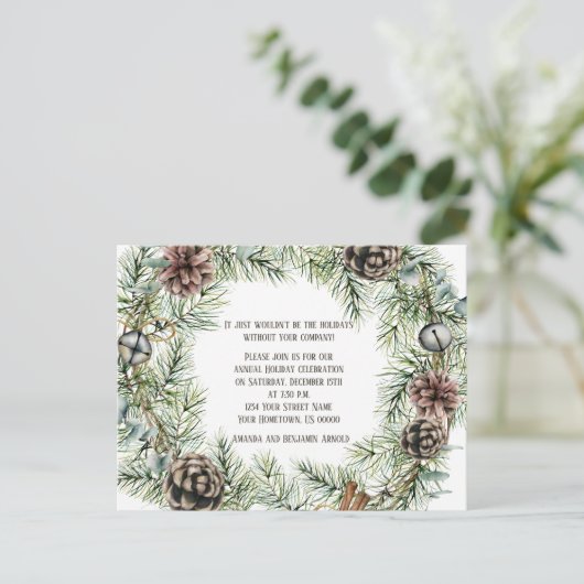 Pine Bough Kraut Pine Cones Bells String Cinnamon Postkarte (Stehend Vorderseite)